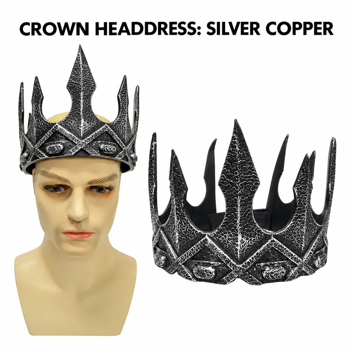 Kids Crown Embossed Metal & Rhinestones Adjustable 52 cm