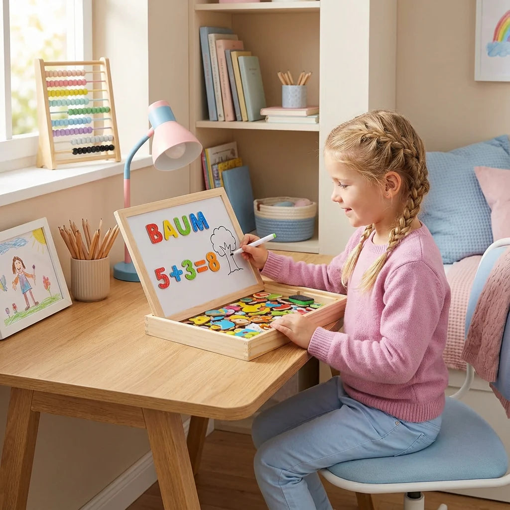 Kids Drawing Board Magnetic & Writable Foldable With Storage