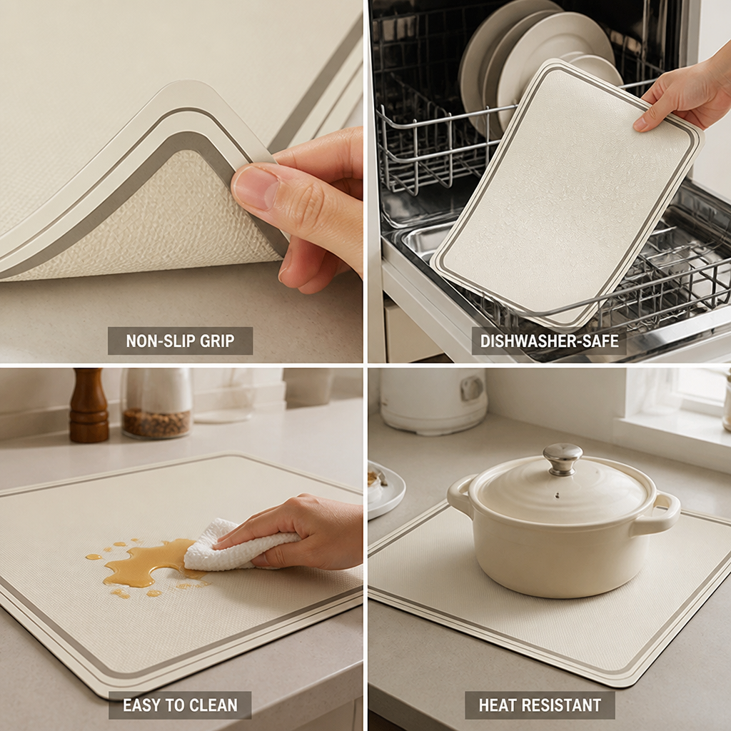 Kitchen Counter Mat Silicone Non-Slip Dishwasher-Safe