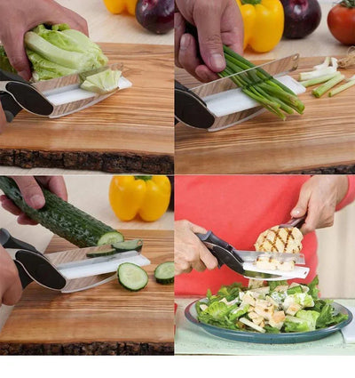 Kitchen Knife 2-in-1 Stainless Steel Blade Safety Lock