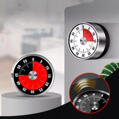 Kitchen Timer Mechanical Stainless Steel & Magnetic Back