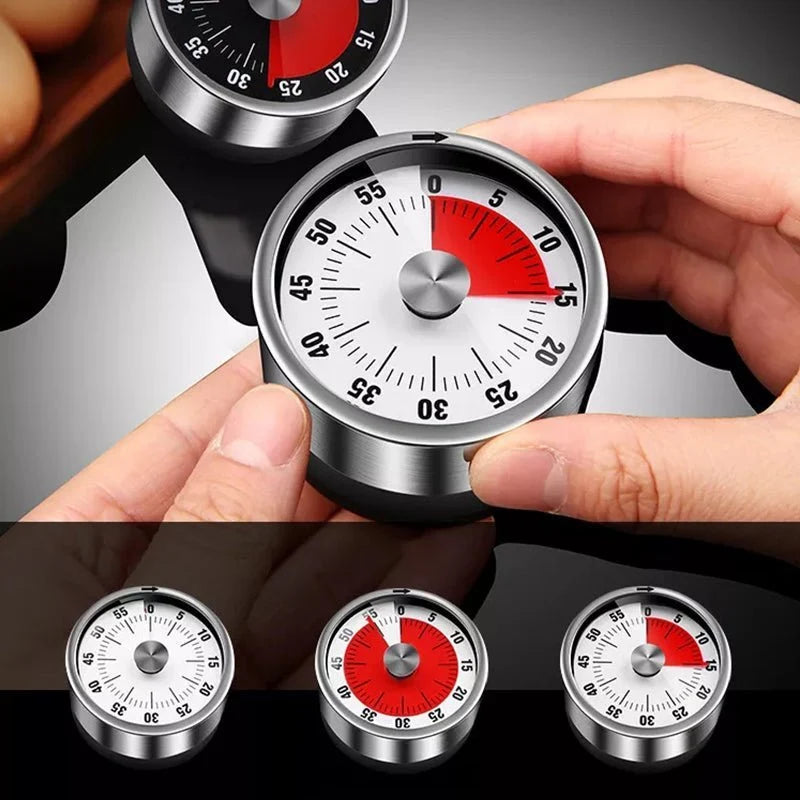 Kitchen Timer Mechanical Stainless Steel & Magnetic Back