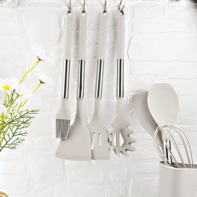 Kitchen Utensil Set 12-Piece Heat-Resistant Silicone Stainless Steel Handles