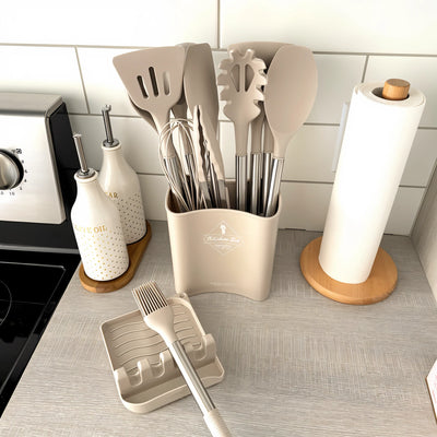 Kitchen Utensil Set 12-Piece Silicone Heads Stainless Steel Handles