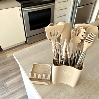 Kitchen Utensil Set 12-Piece Silicone Heads Stainless Steel Handles