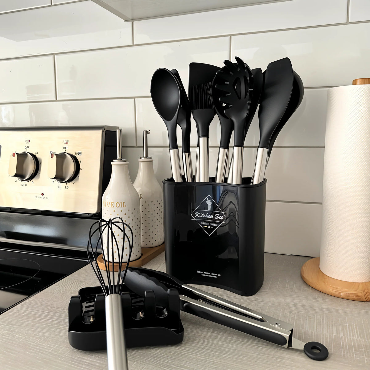 Kitchen Utensil Set 12-Piece Silicone Heads Stainless Steel Handles