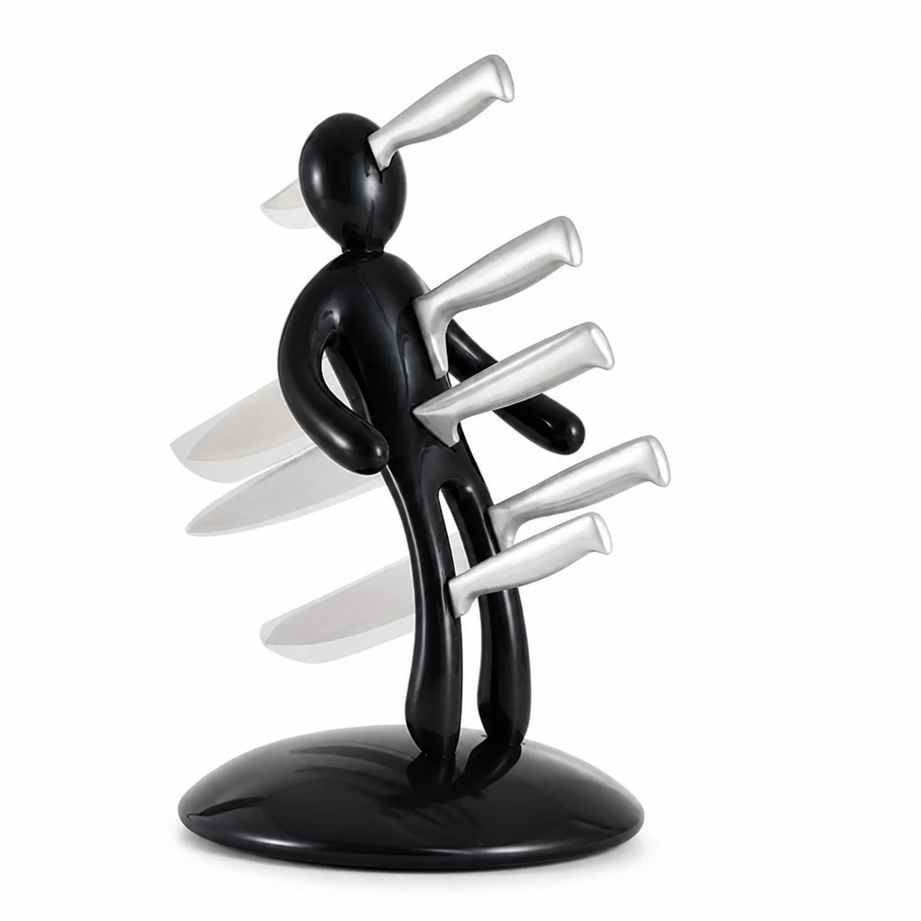 Knife Organizer Sculptural Humanoid Design Space-Saving Stainless Steel