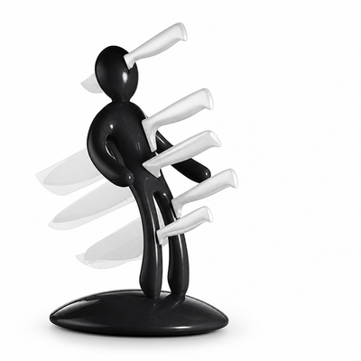 Knife Organizer Sculptural Humanoid Design Space-Saving Stainless Steel