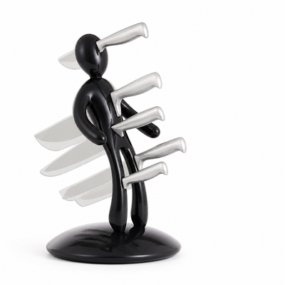 Knife Organizer Sculptural Humanoid Design Stainless Steel