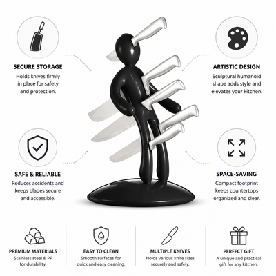 Knife Organizer Sculptural Humanoid Design Stainless Steel