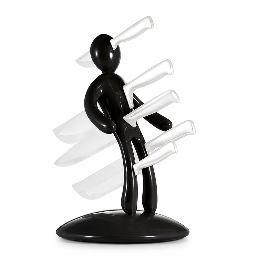 Knife Organizer Sculptural Humanoid Design Stainless Steel