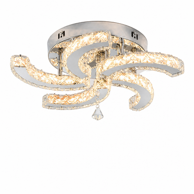 Modern Silver Crystal LED 5-Petal Flush Mount Ceiling Light