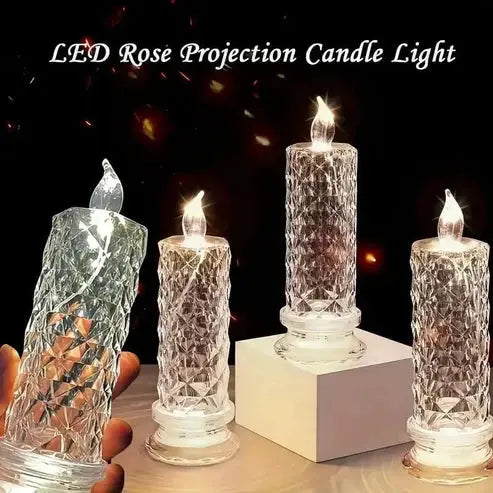 LED Candles Faceted Crystal-Look Flameless Set of 4