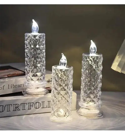 LED Candles Faceted Crystal-Look Flameless Set of 4
