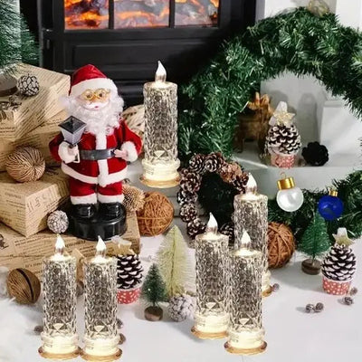 LED Candles Set of Four Faceted Crystal Battery Operated