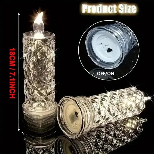 LED Candles Set of Four Faceted Crystal Battery Operated
