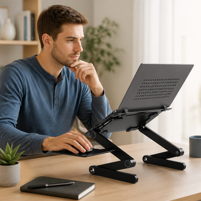 Laptop Stand Height-Adjustable & 360 Degree Ventilated Aluminum