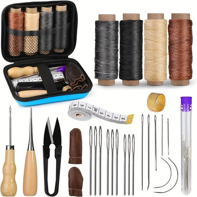 Leather Sewing Kit Waxed Tear-Resistant Thread & Durable Needles