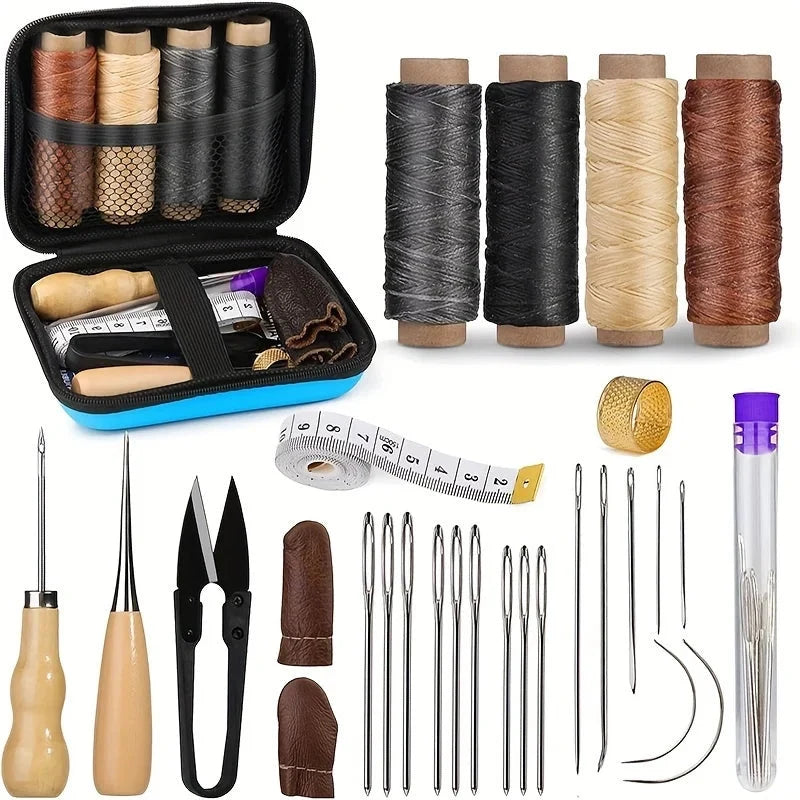 Leather Sewing Kit Waxed Tear-Resistant Thread & Durable Needles