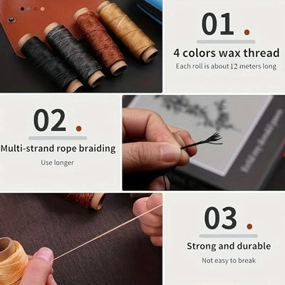 Leather Sewing Kit Waxed Tear-Resistant Thread & Durable Needles