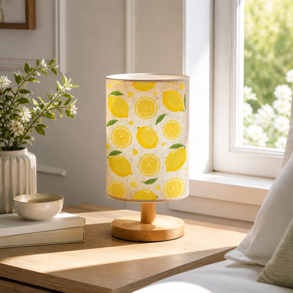 Lemon Print Fabric Table Lamp