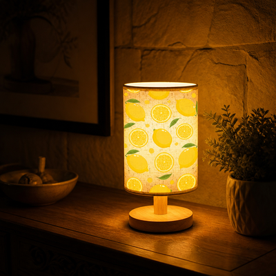 Lemon Print Fabric Table Lamp