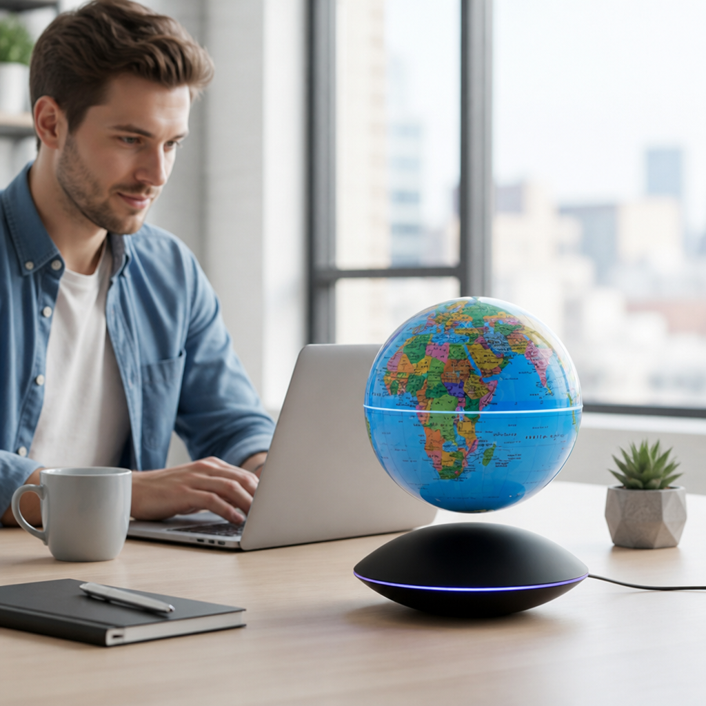 Levitating Globe 6-Inch Self-Rotating 16-Color LED