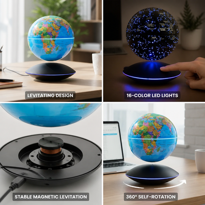 Levitating Globe 6-Inch Self-Rotating 16-Color LED