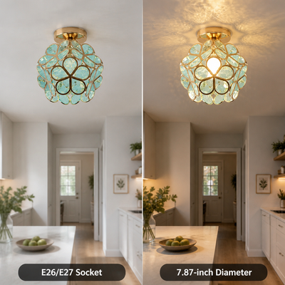 Light Blue Acrylic Water-Pattern Pendant Light