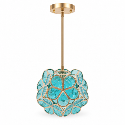 Light Blue Acrylic Water-Pattern Pendant Light