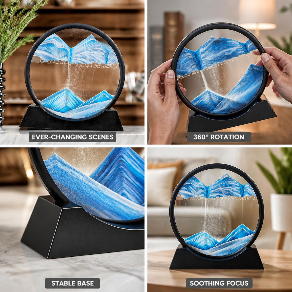 Liquid Motion Sand Art 7-Inch Borosilicate Glass Weighted Base