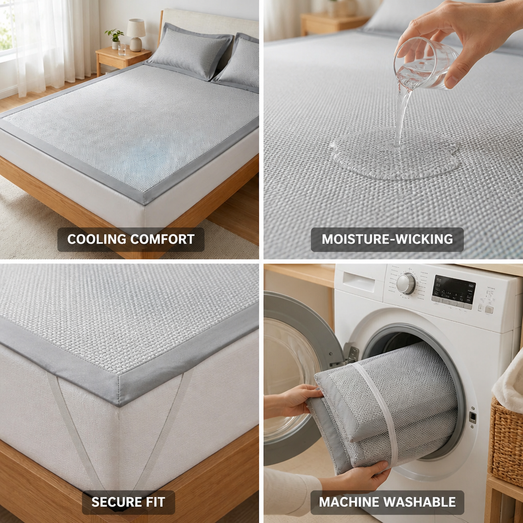 Mattress Protector Ice Silk Cooling With Pillowcases