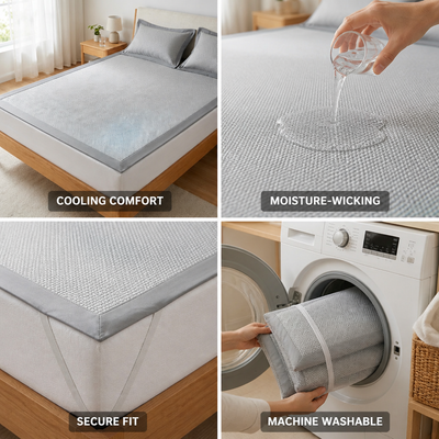 Mattress Protector Ice Silk Cooling With Pillowcases