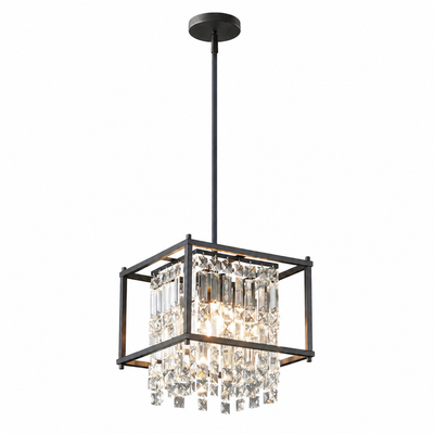 Metal & Crystal Square Pendant Light