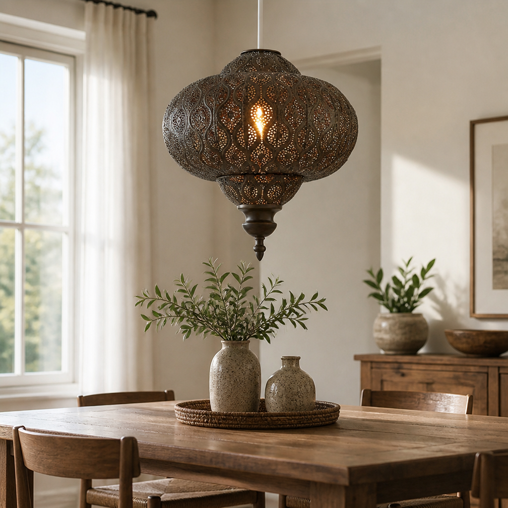 Metal Fretwork Pendant Light