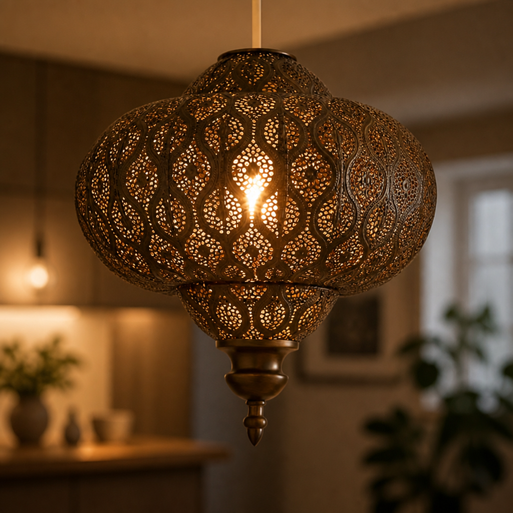 Metal Fretwork Pendant Light