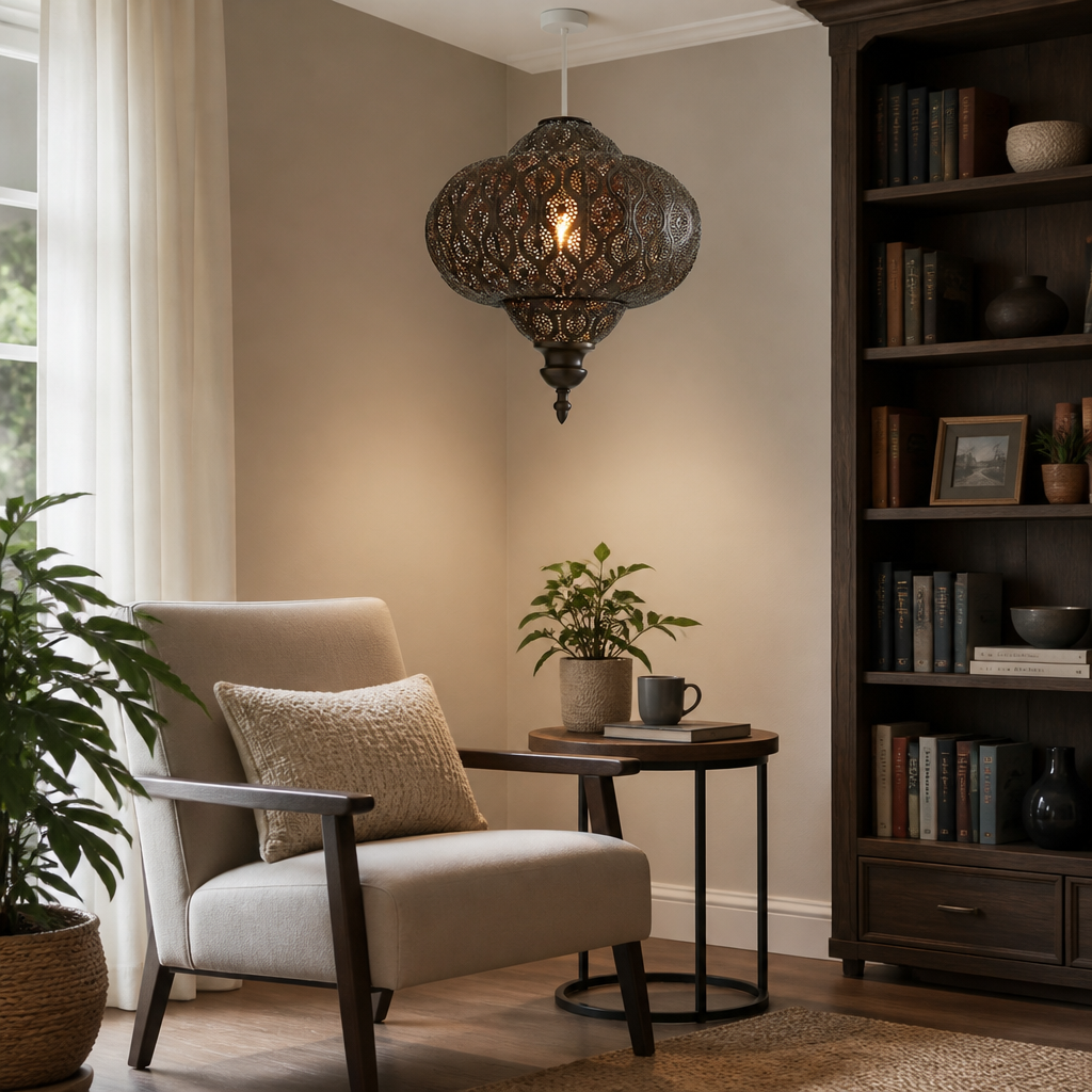 Metal Fretwork Pendant Light