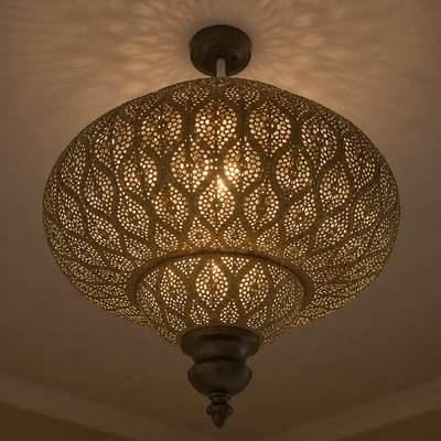 Metal Fretwork Pendant Light
