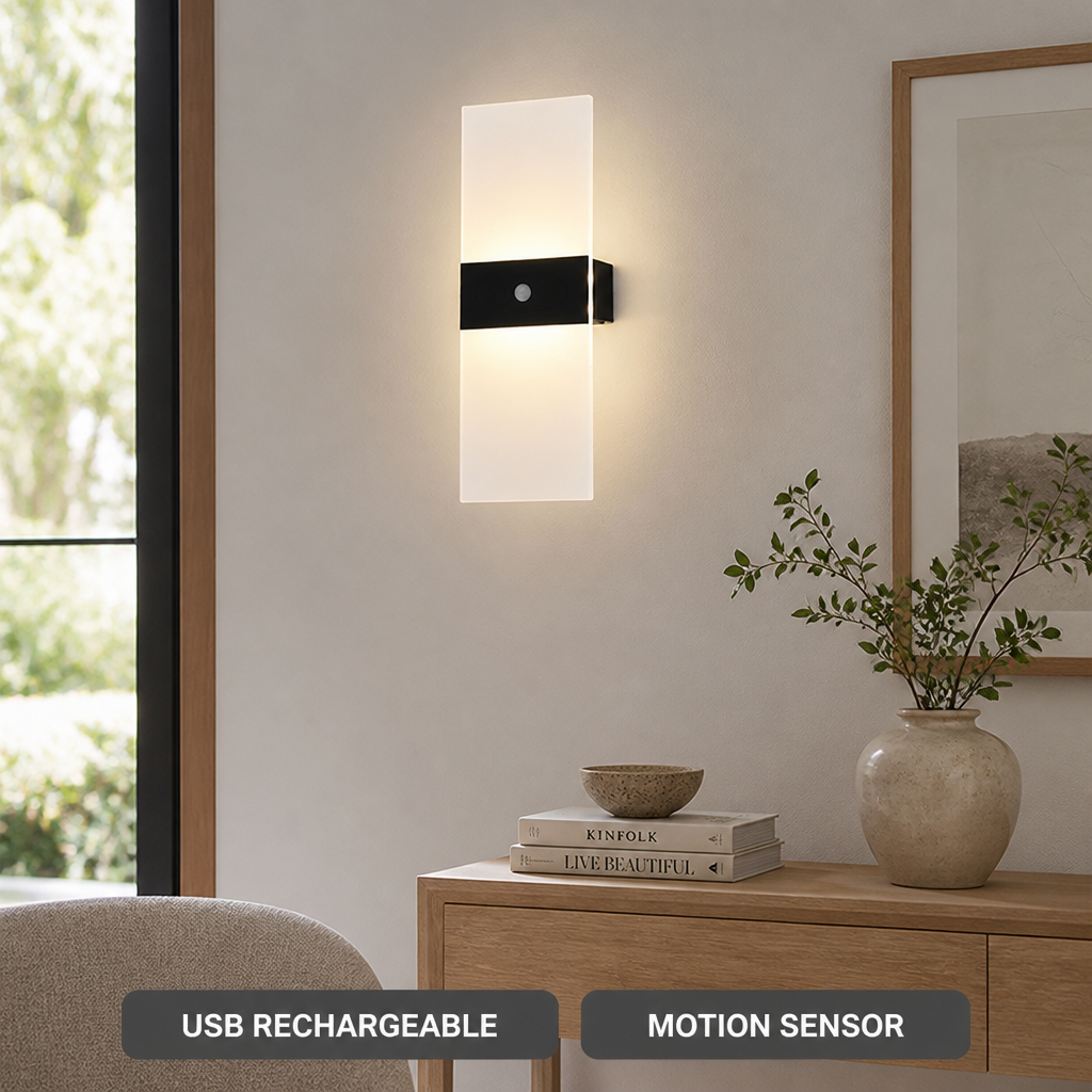 Minimalist Acrylic LED Magnetic Mount Wall Sconce