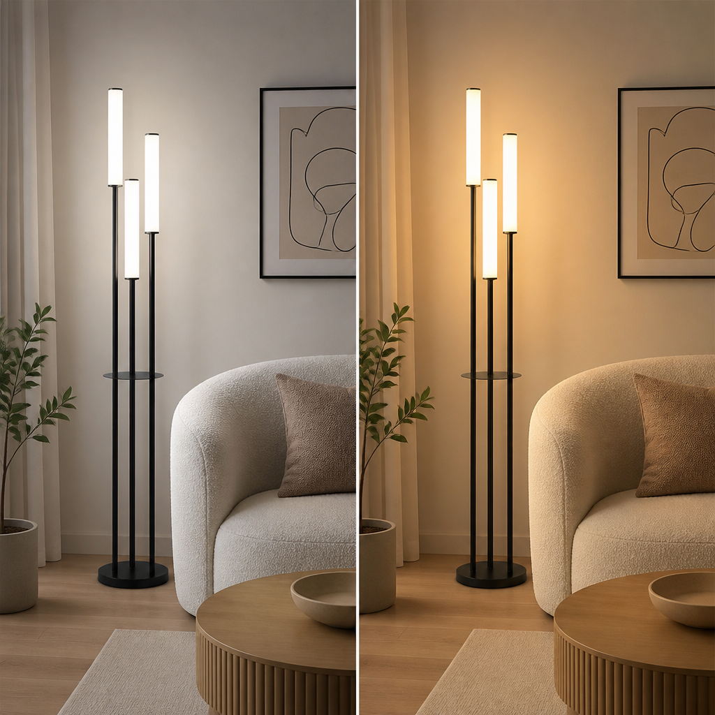 Minimalist Aluminum LED Three-Head Floor Lamp