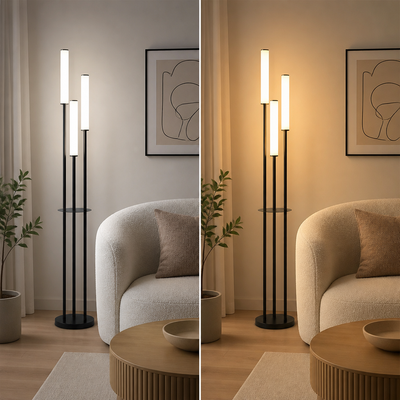 Minimalist Aluminum LED Three-Head Floor Lamp