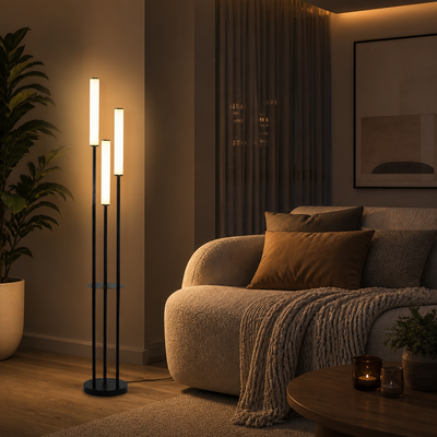 Minimalist Aluminum LED Three-Head Floor Lamp