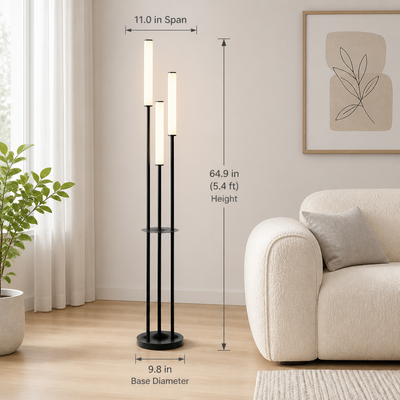 Minimalist Aluminum LED Three-Head Floor Lamp