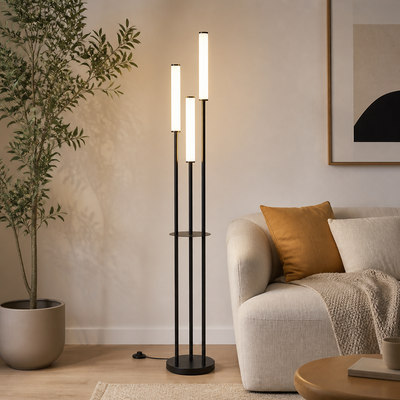 Minimalist Aluminum LED Three-Head Floor Lamp
