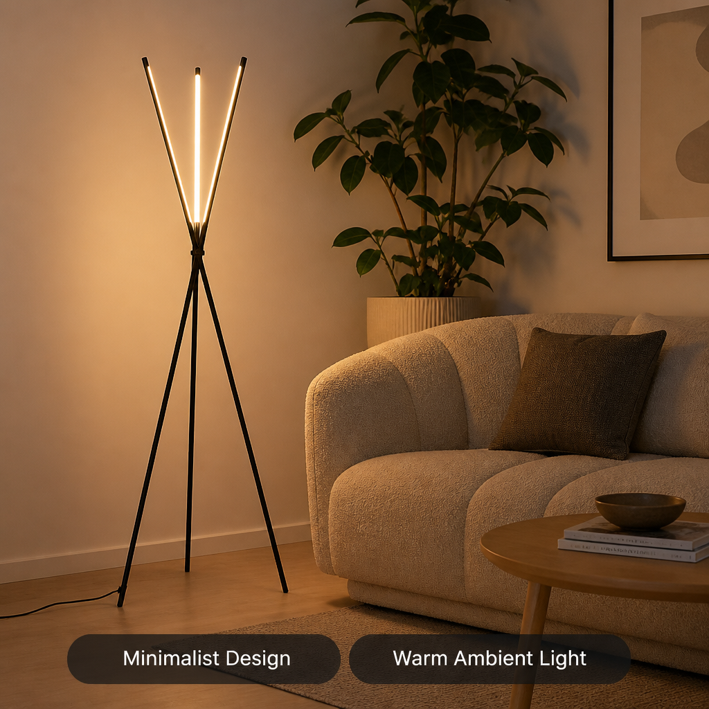 Minimalist Aluminum LED Triple-Bar Floor Lamp