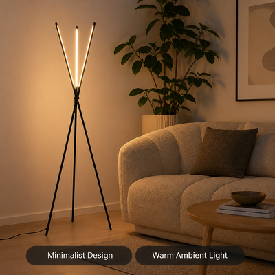 Minimalist Aluminum LED Triple-Bar Floor Lamp