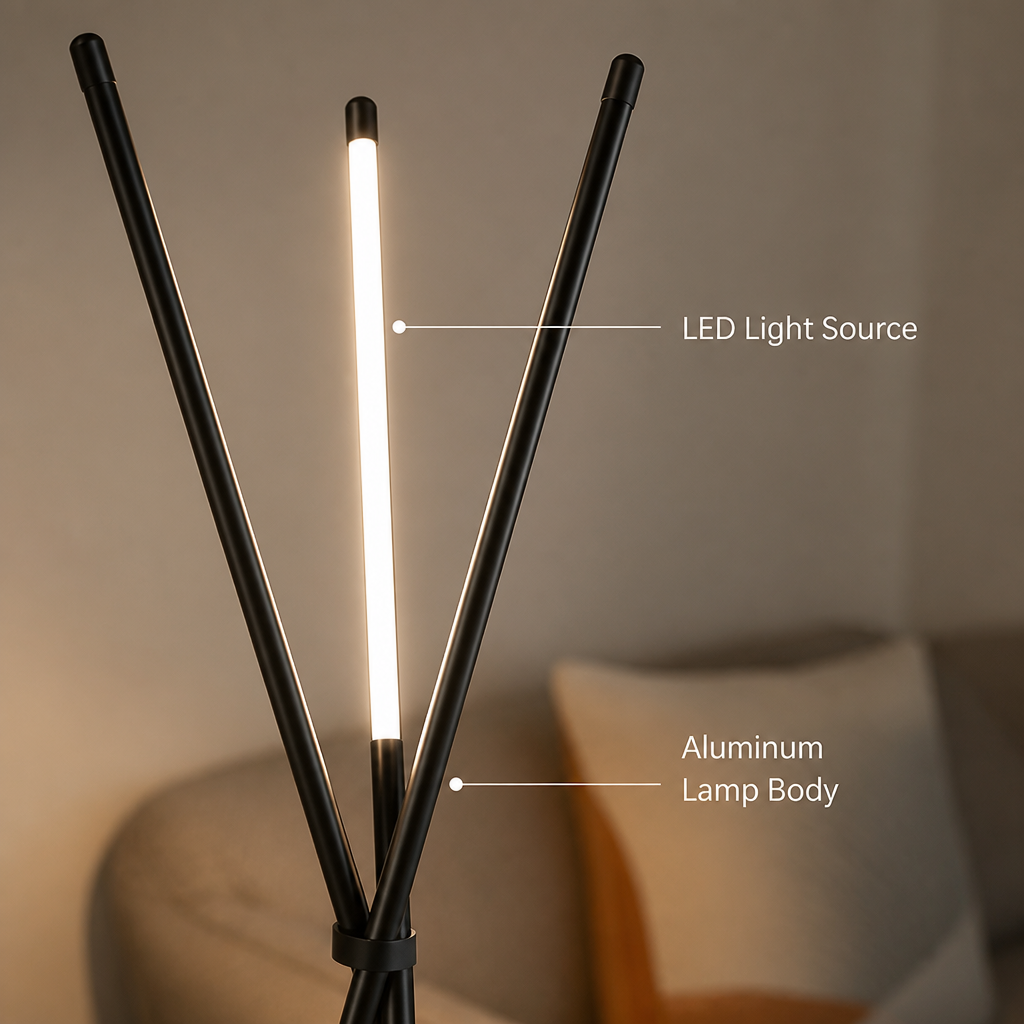 Minimalist Aluminum LED Triple-Bar Floor Lamp