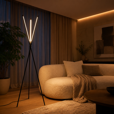 Minimalist Aluminum LED Triple-Bar Floor Lamp