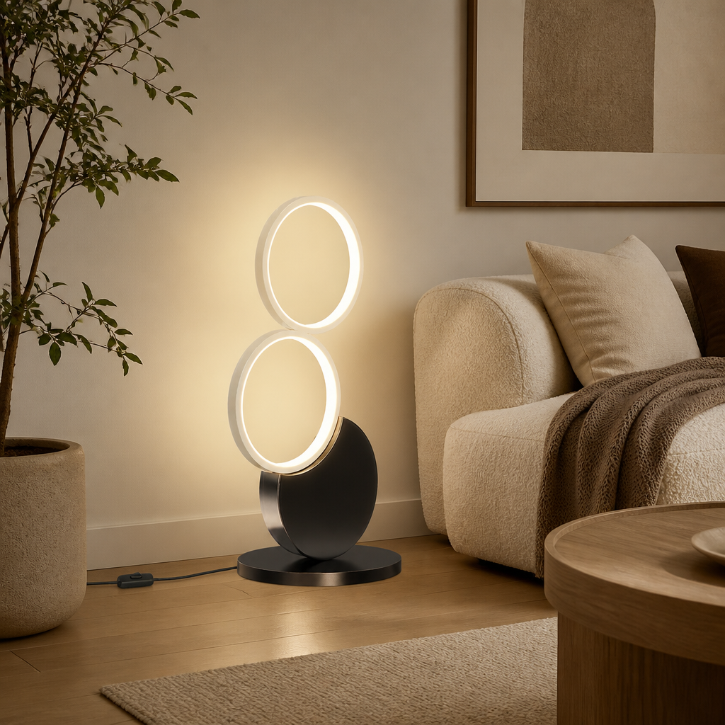 Minimalist Black Acrylic LED Multi-Ring Floor Lamp
