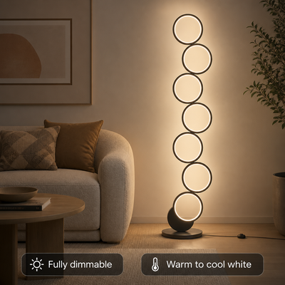 Minimalist Black Acrylic LED Multi-Ring Floor Lamp